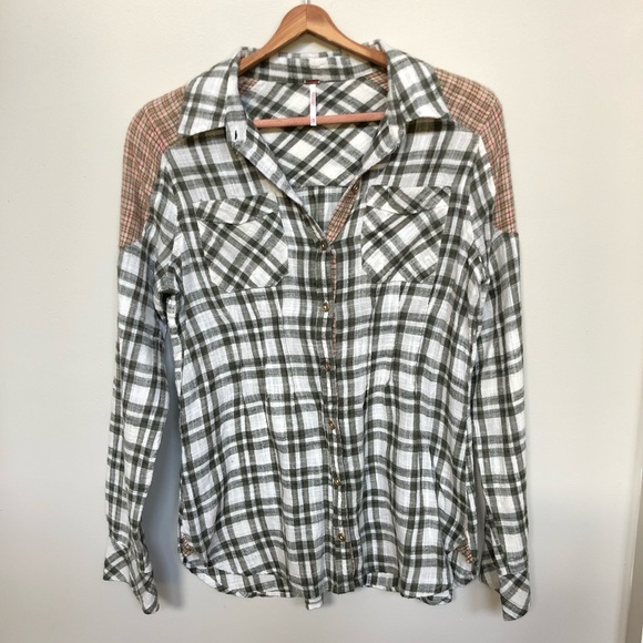 Free People Plaid Cotton Catch Up With Me Shirt - Picture 4 of 6